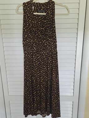 Y2K Jones Wear Brown Midi Dress with Cream Polka Dots